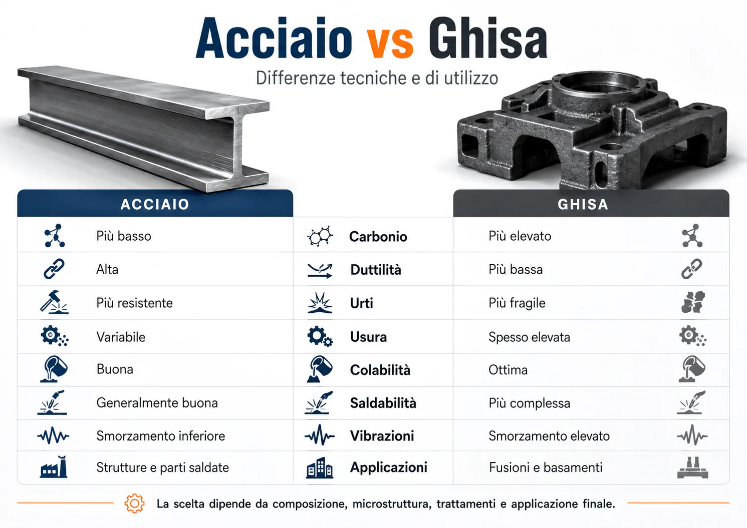 Qual è la differenza tra acciaio e ghisa?